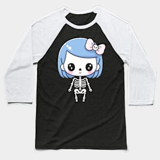 Cute Kawaii Girl Skeleton with a Bow | Halloween Cute Design for Kawaii Lovers Baseball T-Shirt